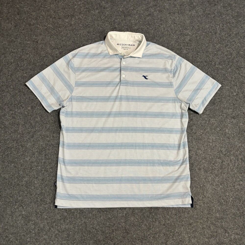 Mizzen + Main Polo Shirt Size Medium Striped Performance Stretch Golf Cotton